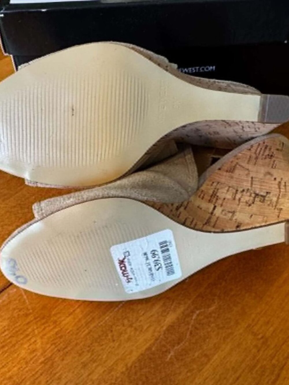 Nine West Beige Suede Slingback Wedge Sandals • Size 6 - Picture 4 of 4